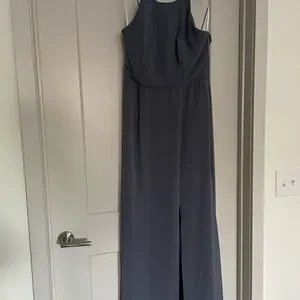 Dessy Collection Dresses | Dessy After Six Style 1512 | Sheer Crepe | Color: Silverstone | Color: Blue | Size: 8 | Bweesmif's Closet